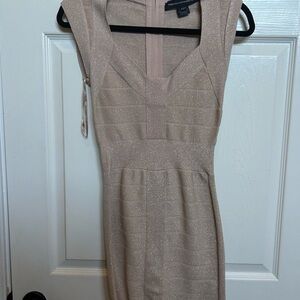 French Connection Shimmering Beige Mini Dress